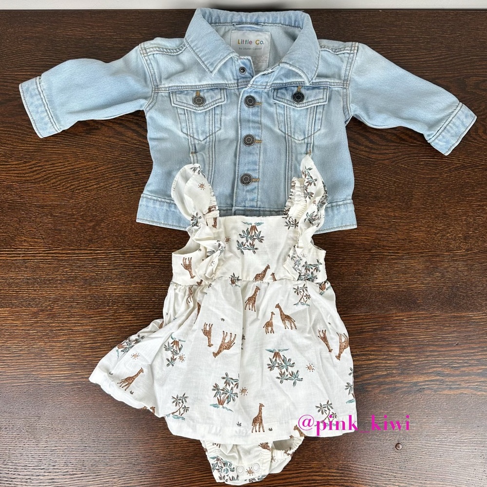 Bundle of Baby Denim Jacket and Animal Print Dress